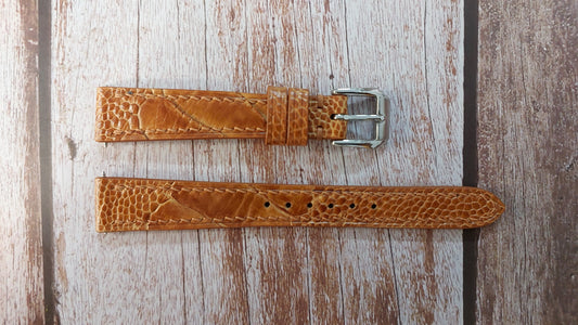 Light Brown Full Grain Ostrich Leg Leather Strap For  Patek 4906 Watch