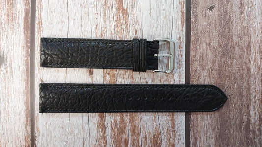 Black Full Grain Shark Skin Leather Strap For Galaxy Watch