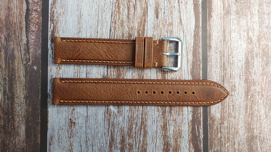 Cognac Badalassi Wax Leather Strap