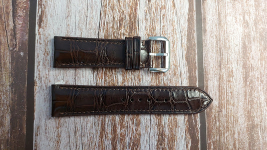 Brown Full Grain Crocodile Leather Strap