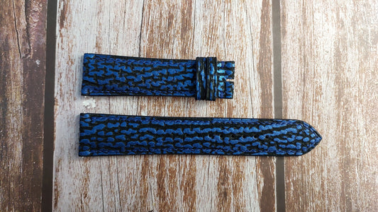 Blue Full Grain Shark Skin Leather Strap