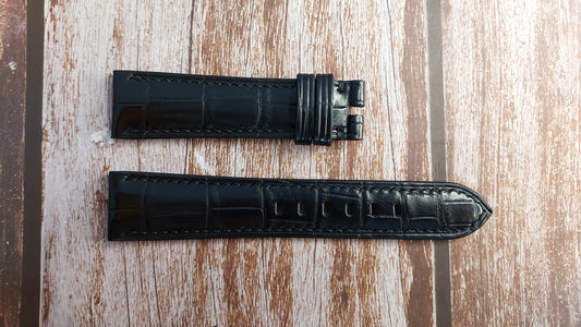 Black Full Grain Crocodile Leather Strap