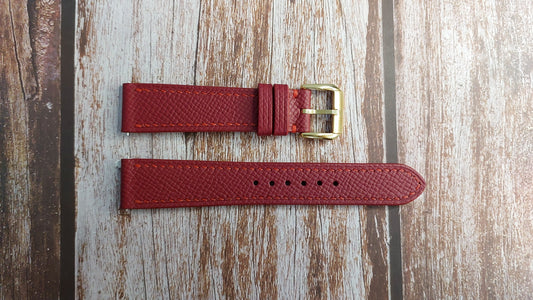 Red Epsom Leather Strap For Omega Seamaster Watch