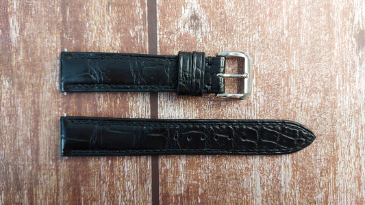 Black Full Grain Crocodile Leather Strap For Omega Seamaster 166.067 Watch
