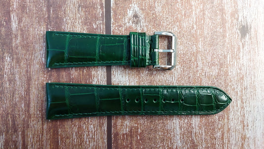 Green Full Grain Crocodile Leather Strap For Vostok Europe Expedition Watch