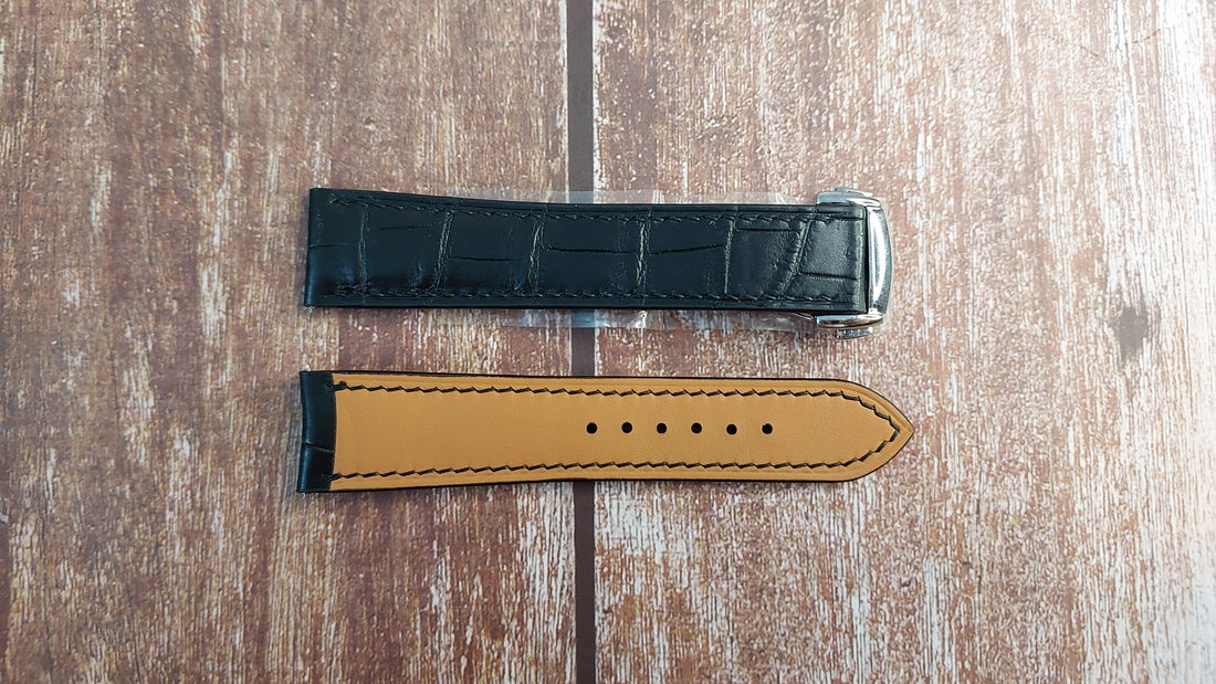 Black Crocodile Custom Curved End Watch Strap