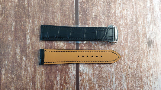Black Crocodile Custom Curved End Watch Strap