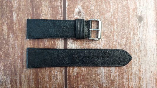 Black Full Grain Ostrich Leather Strap For Croton Watch