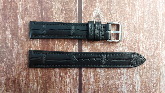 Black Full Grain Crocodile Leather Strap