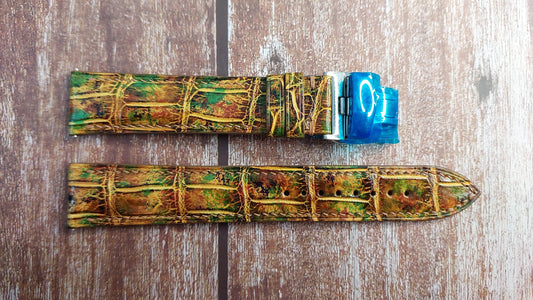 Mixing Dye Full Grain Crocodile Leather Strap