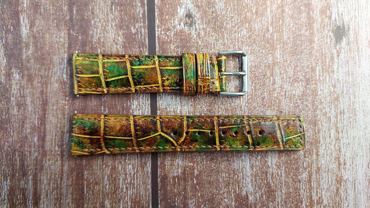 Mixing Dye Full Grain Crocodile Leather Strap For Miso Baronceli Heritage Watch