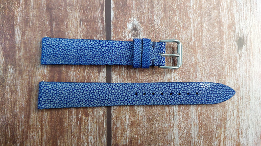 Blue Full Grain Stingray Leather Strap
