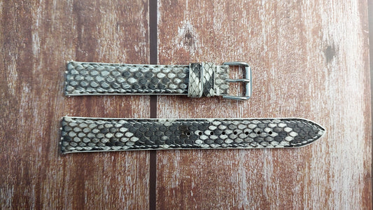 White Full Grain Snakeskin Leather Strap