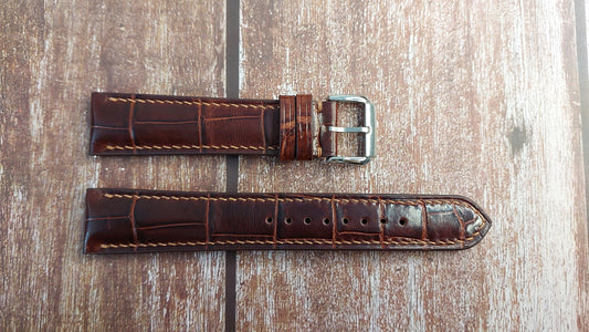 Reddish Brown Full Grain Crocodile Leather Strap For Breitling Watch