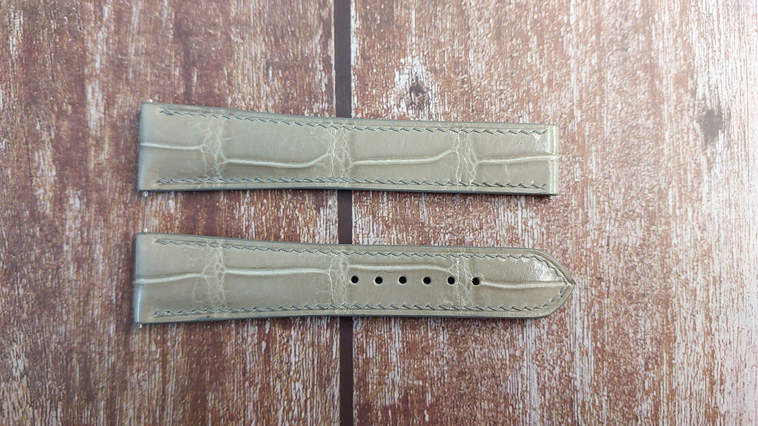 Gray Full Grain Crocodile Leather Strap For BLANCPAIN Watch