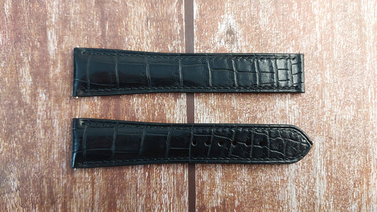 Black Full Grain Crocodile Leather Strap For BLANCPAIN Watch