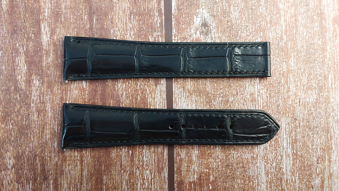 Black Full Grain Crocodile Leather Strap For BLANCPAIN Watch