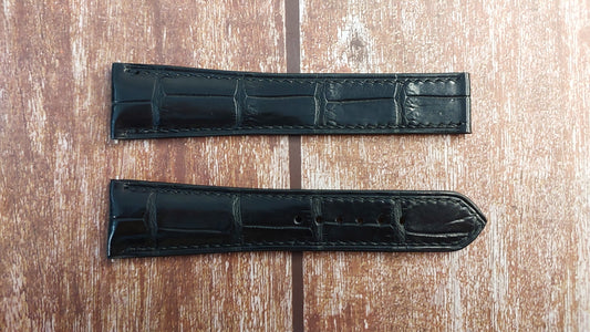Black Full Grain Crocodile Leather Strap For BLANCPAIN Watch