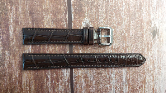 Brown Full Grain Crocodile Leather Strap For Bulova Selfwinding Watch