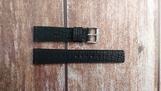 Black Full Grain Shark Skin Leather Strap For Rolex Date 15200 Watch