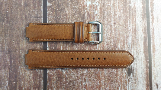 Brown Minerva Box Leather Custom Notched Strap For Louis Vuiton Chronometer Watch
