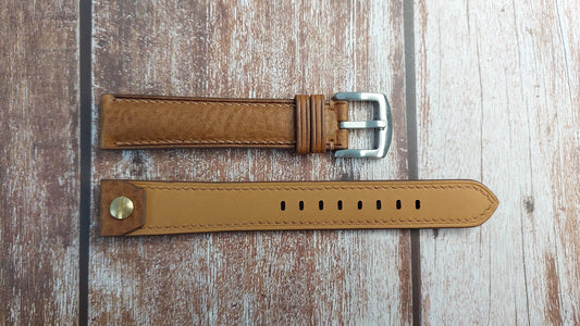 Brown Minerva Box Leather Custom Open Ended Strap For Hamilton Pioneer Watch
