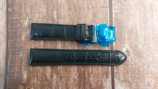 Black Full Grain Crocodile Leather Strap For Omega Speedmaster 1861 Watch