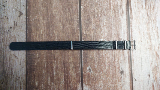 Black Lizard Leather Nato Style Strap