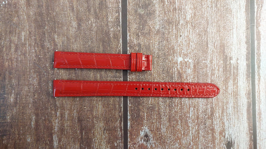 Red Full Grain Crocodile Leather Strap