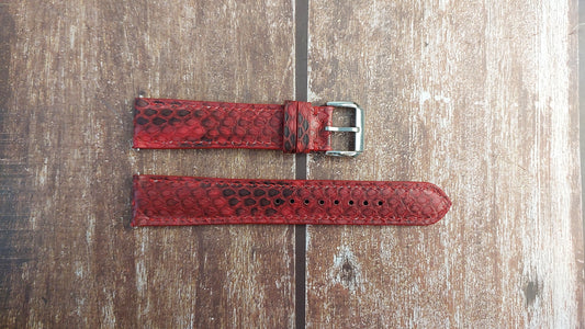 Red Full Grain Snakeskin Leather Strap For Seiko Negroni Watch