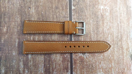 Brown Italian Veg Tanned Minerva Box Leather Strap For Omega Seamaster Cosmic 2000 Watch