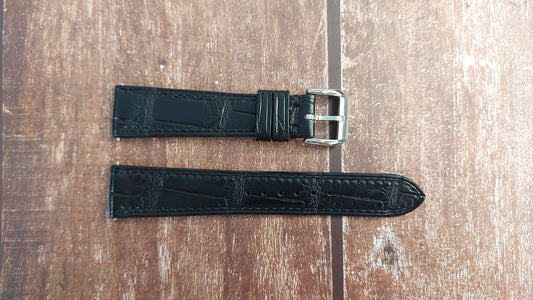 Black Full Grain Crocodile Leather Strap