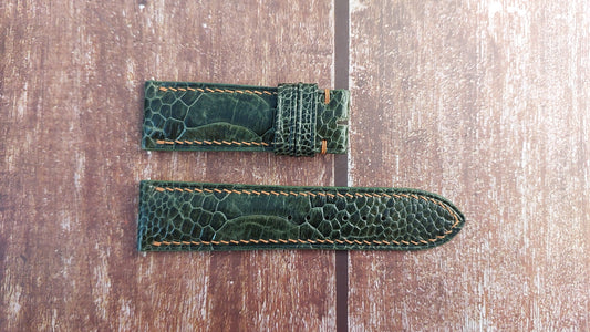 Moss Green Full Grain Ostrich Leg Leather Strap For HAMILTON Jazzmaster Watch