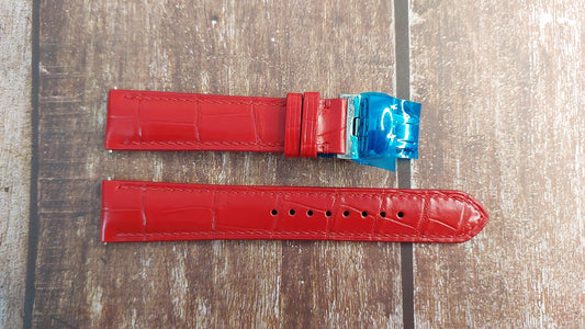 Red Full Grain Crocodile Leather Strap For Hamilton jazzmaster viewmatic H32515555 Watch
