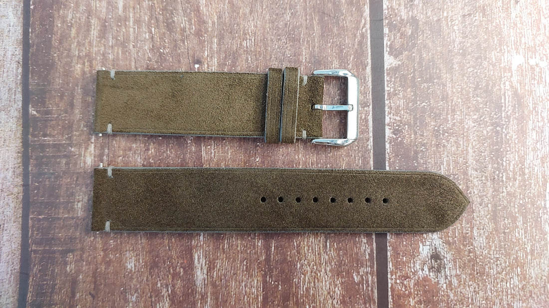 Dark Gray Suede Leather Strap For 44mm Citizen with a gray dial Watch