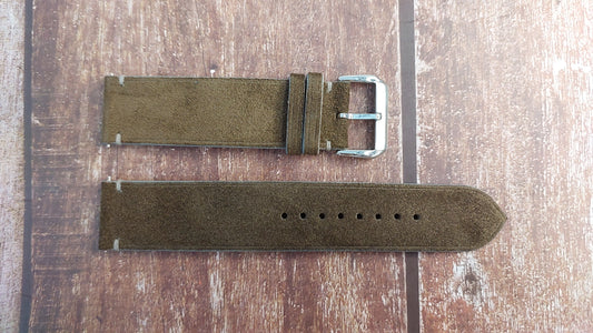 Dark Gray Suede Leather Strap For 44mm Citizen with a gray dial Watch
