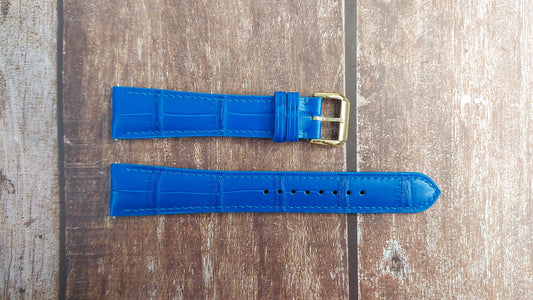 Blue Full Grain Crocodile Leather Strap For Franck Muller 8880 Color Dreams w/Crazy Hours Watch