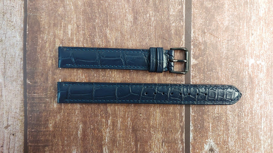 Dark Blue Full Grain Crocodile Leather Strap