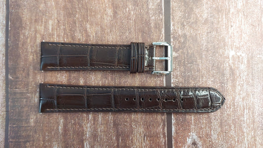 Brown Full Grain Crocodile Leather Strap For Breitling Transocean Watch