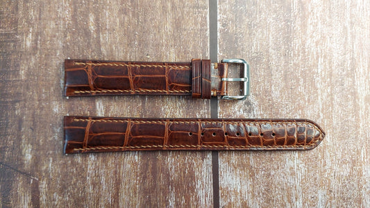 Reddish Brown Full Grain Crocodile Leather Strap For Rolex day date Watch