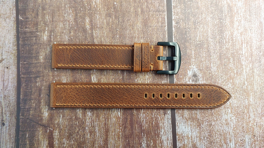 Cognac Badalassi Wax Leather Strap For Movado Museum Black Dial Cognac Leather Men's Watch