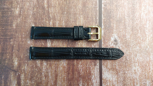 Black Full Grain Crocodile Leather Strap For Ladies Tissot Carson Premium Automatic Lady Watch
