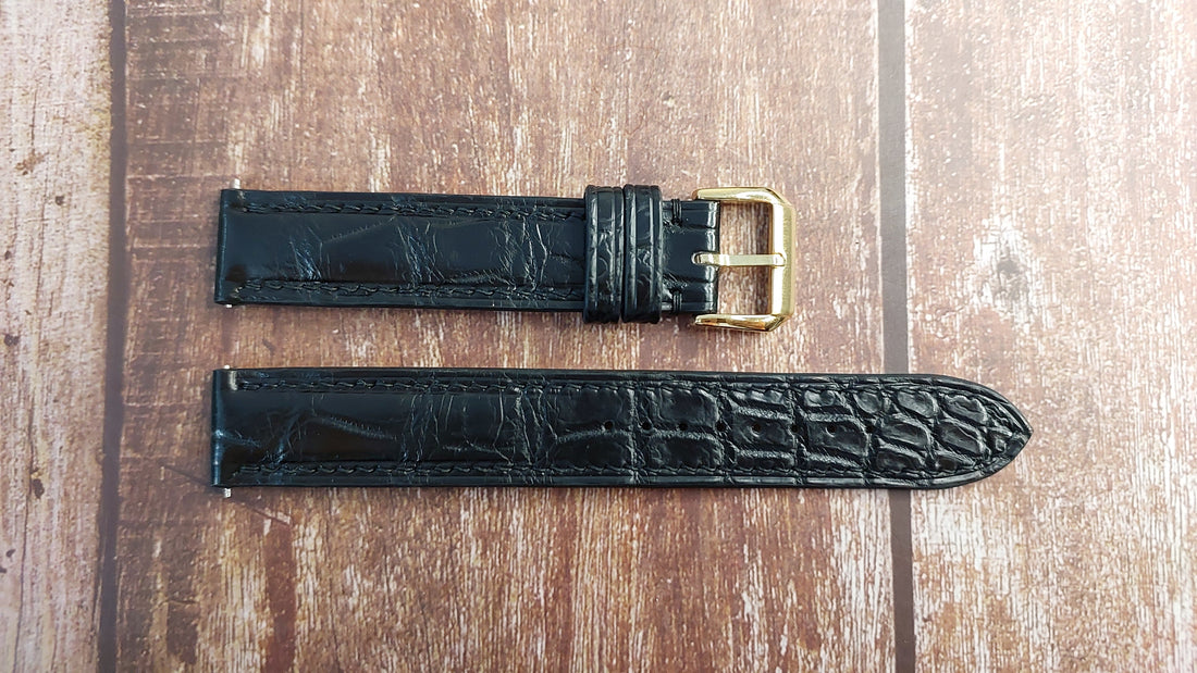 Black Full Grain Crocodile Leather Strap