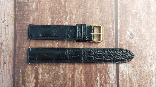 Black Full Grain Crocodile Leather Strap