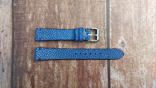 Blue Full Grain Stingray Leather Strap For Cartier Tank Must Small Watch