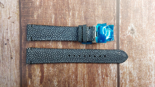 Black Full Grain Stingray Leather Strap For Omega Seamaster 145016 Watch