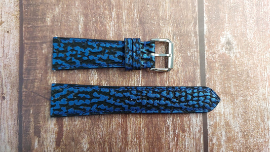 Blue Full Grain Shark Skin Leather Strap