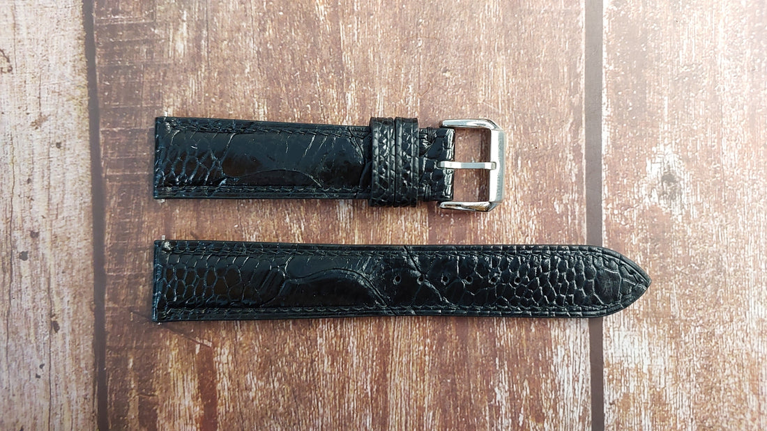 Black Full Grain Ostrich Leg Leather Strap For Tag Heuer Monza Calibre 36 Watch