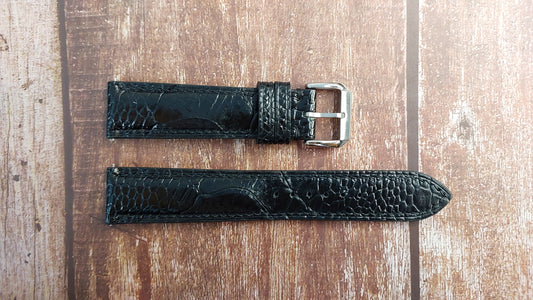Black Full Grain Ostrich Leg Leather Strap For Tag Heuer Monza Calibre 36 Watch