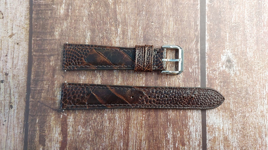 Dark Brown Full Grain Ostrich Leg Leather Strap For Omega DeVille Quartz 34.4mm Watch